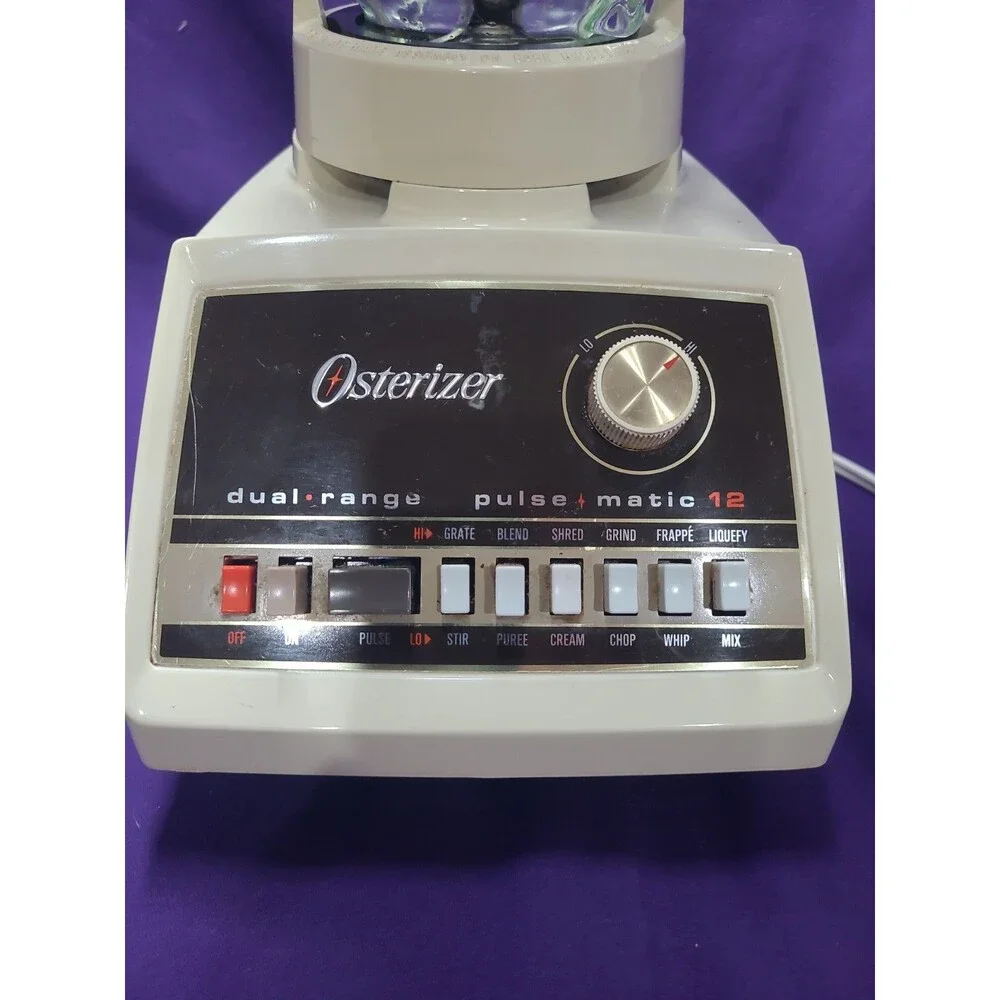 Vintage Osterizer dual range pulse matic 12 Blender Tan - Tested Works!